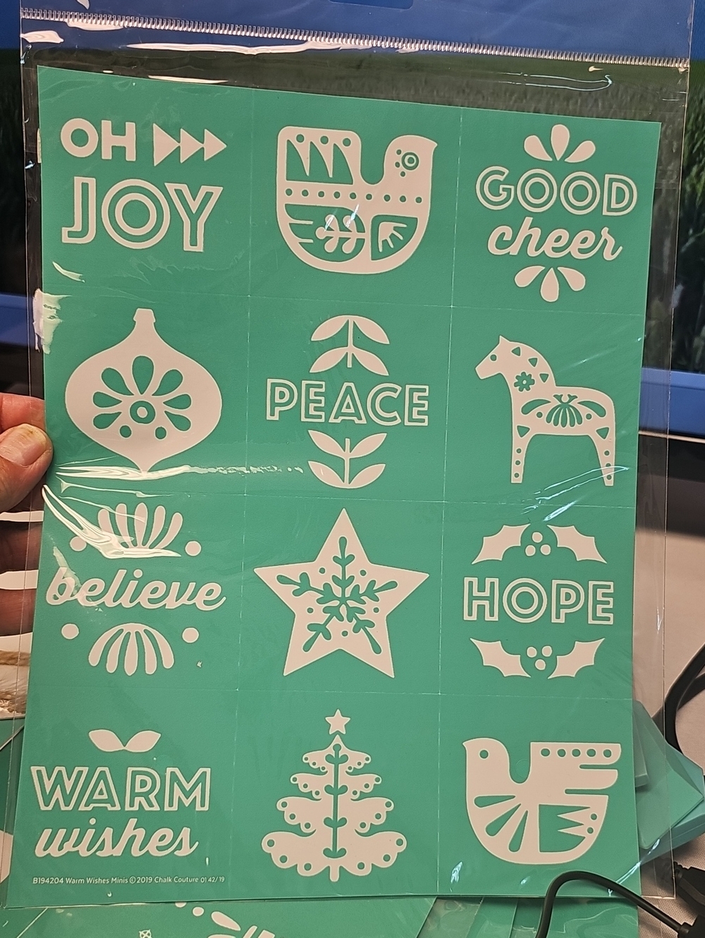 Chalk Couture Teal Holiday Sentiment and Icon Stencil Set